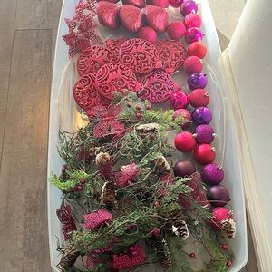 Festive Pink Magenta and Purple Holiday Ornament Set